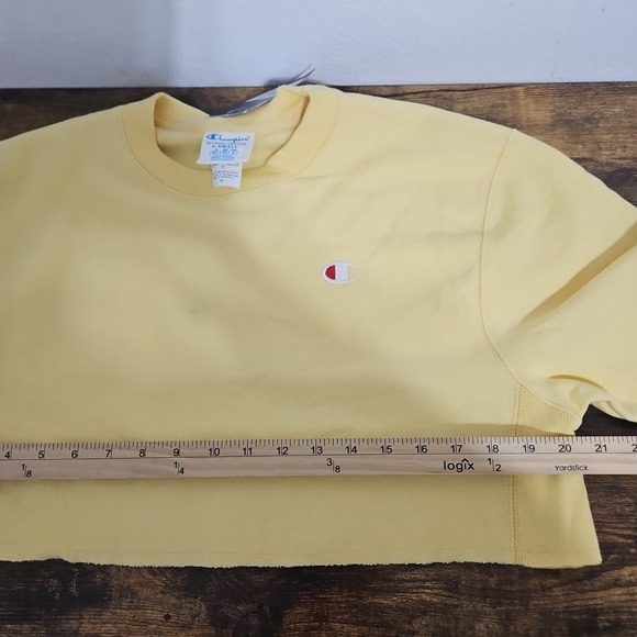 CHAMPION WOMEN'S YELLOW REVERSE WEAVE CROPPED SWEATSHIRT SIZE XS Oversized READ - Picture 11 of 12